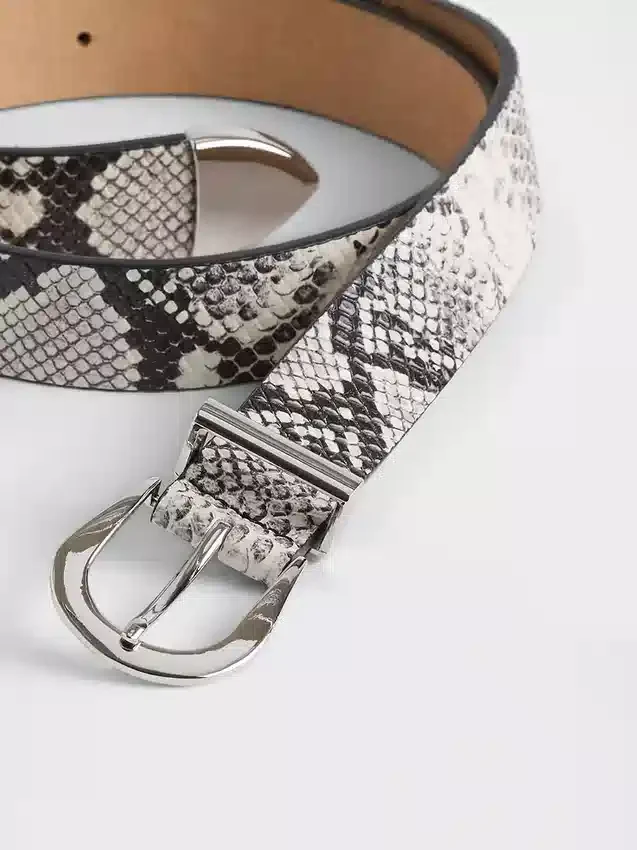 Ceinture en cuir à imprimé serpent