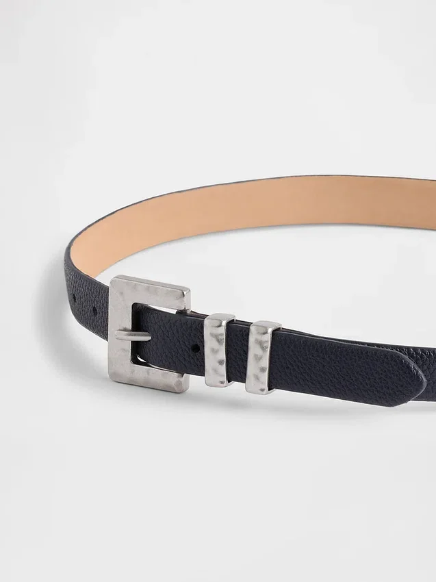Ceinture en cuir vegan texturé grainé