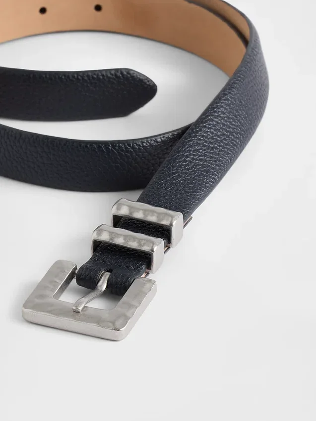 Ceinture en cuir vegan texturé grainé