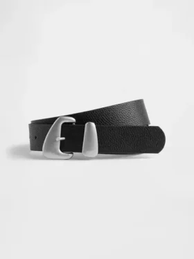 Ceinture en cuir vegan texturé « pebble » avec boucle angulaire