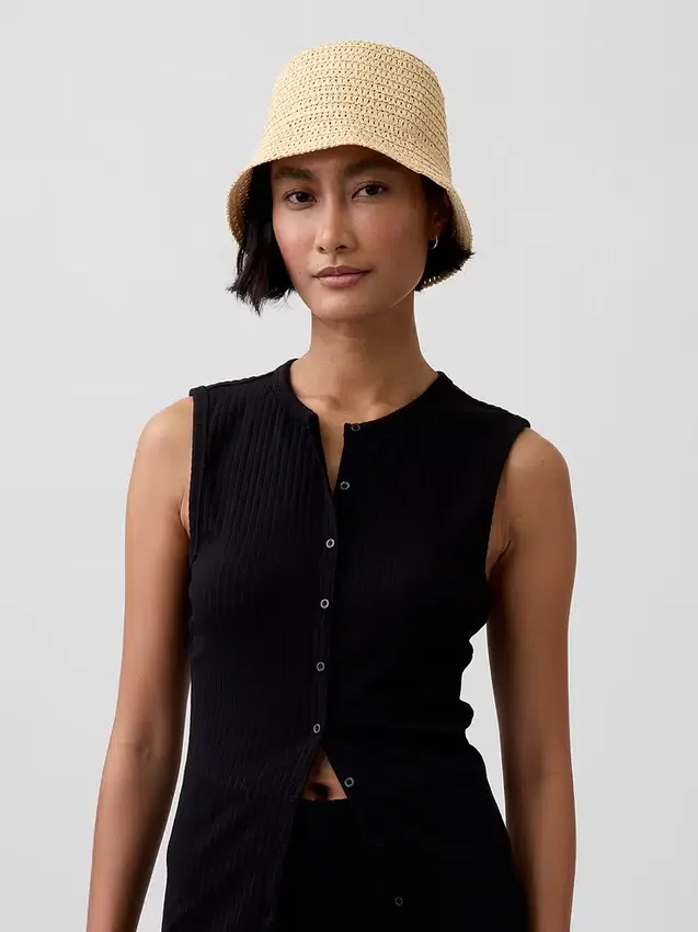 Chapeau bob en paille