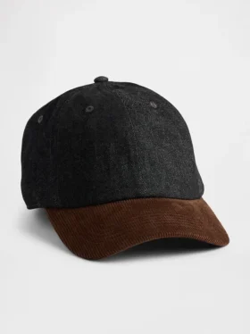 Chapeau de baseball en denim et velours côtelé