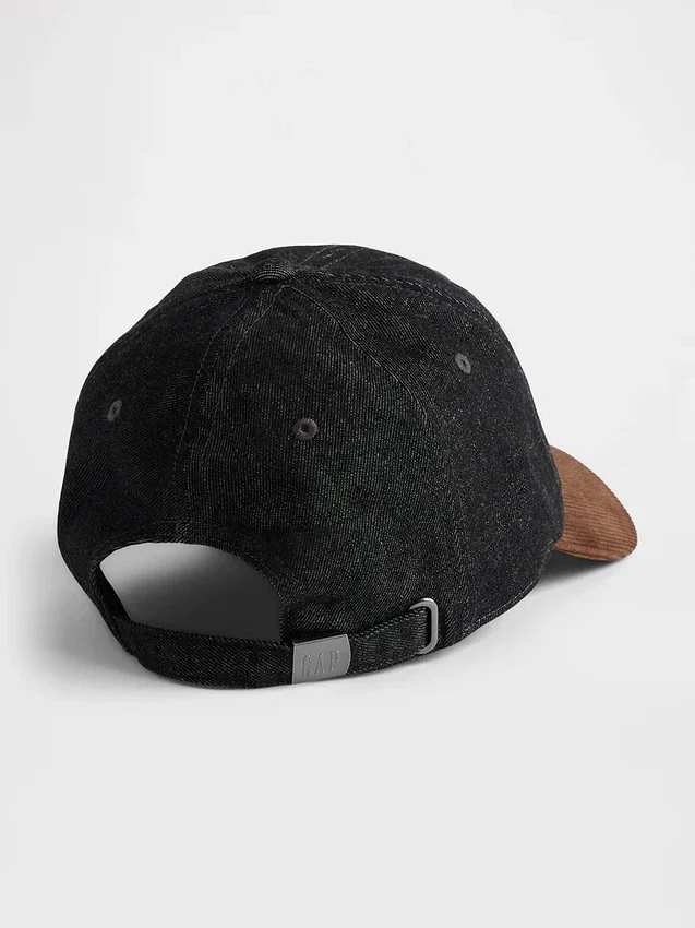 Chapeau de baseball en denim et velours côtelé