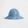 Chapeau de soleil en denim brodé pour bébé