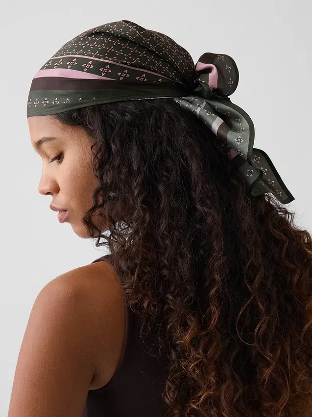 Écharpe bandana triangulaire oversize 100 % soie