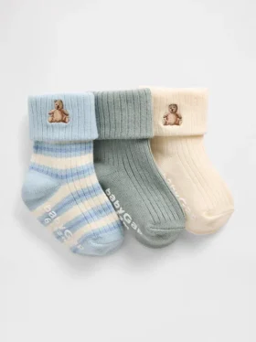 Chaussettes à bord-côtes rabattables pour bébé (lot de 3)