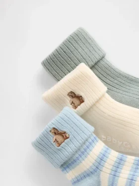 Chaussettes à bord-côtes rabattables pour bébé (lot de 3)
