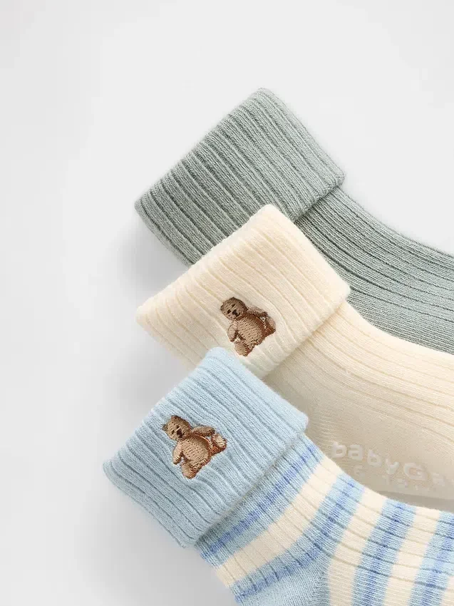 Chaussettes à bord-côtes rabattables pour bébé (lot de 3)