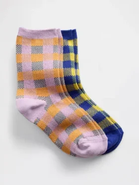 Chaussettes courtes à carreaux pour enfants (lot de 2)