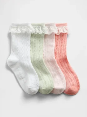 Chaussettes mi-mollet en pointelle à bordure en dentelle pour Bébé & Enfant (lot de 4)