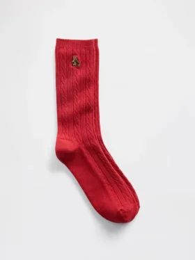 Chaussettes mi-mollet à mailles torsadées Brannan Bear