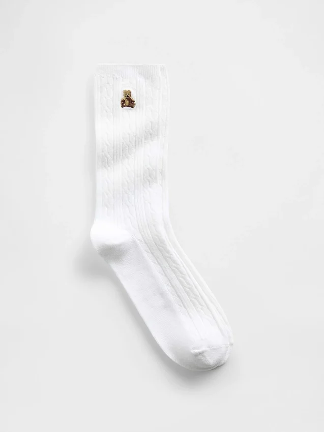 Chaussettes mi-mollet à mailles torsadées Brannan Bear