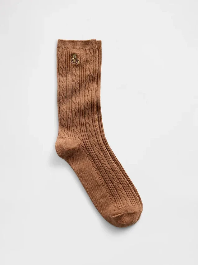 Chaussettes mi-mollet à mailles torsadées Brannan Bear