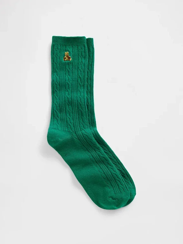 Chaussettes mi-mollet à mailles torsadées Brannan Bear