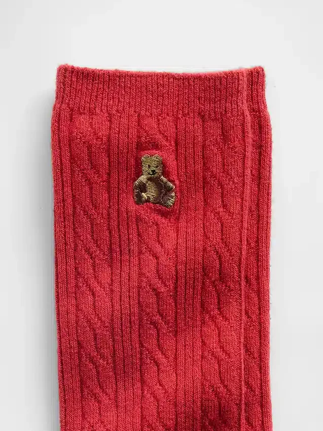 Chaussettes mi-mollet à mailles torsadées Brannan Bear