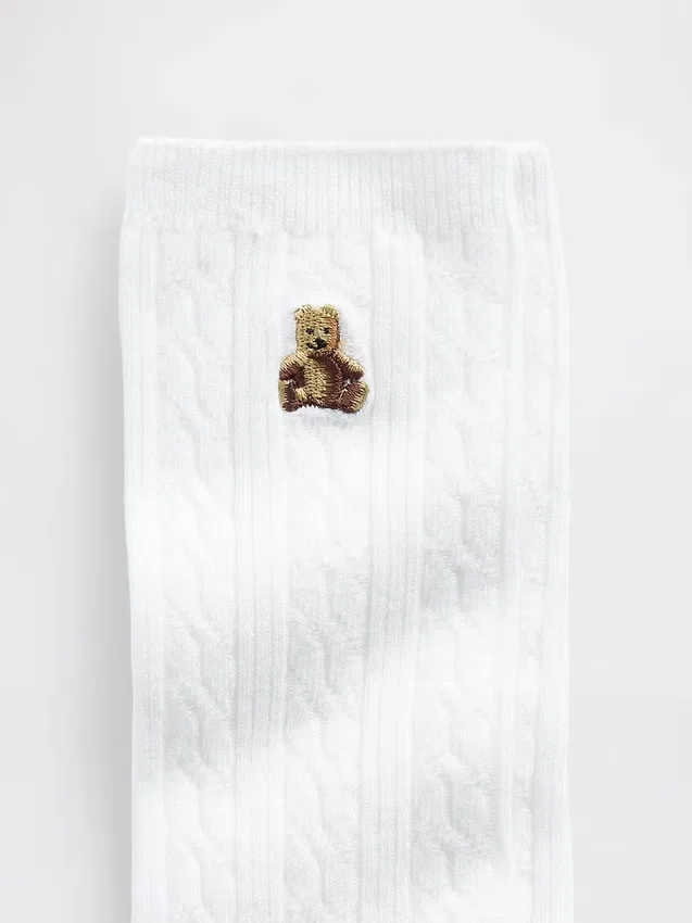 Chaussettes mi-mollet à mailles torsadées Brannan Bear
