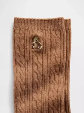 Chaussettes mi-mollet à mailles torsadées Brannan Bear