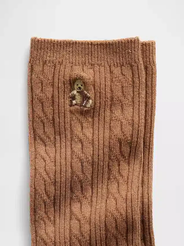 Chaussettes mi-mollet à mailles torsadées Brannan Bear