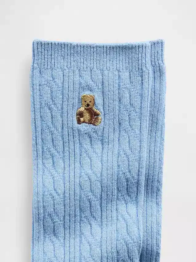 Chaussettes mi-mollet à mailles torsadées Brannan Bear