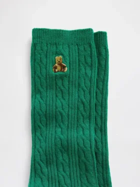 Chaussettes mi-mollet à mailles torsadées Brannan Bear