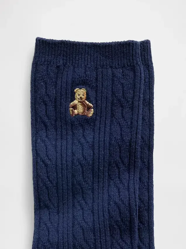Chaussettes mi-mollet à mailles torsadées Brannan Bear