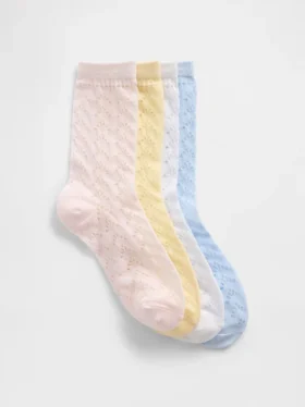 Chaussettes mi-mollet pointelle pour enfants (lot de 4)