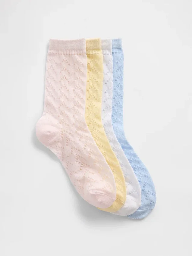 Chaussettes mi-mollet pointelle pour enfants (lot de 4)