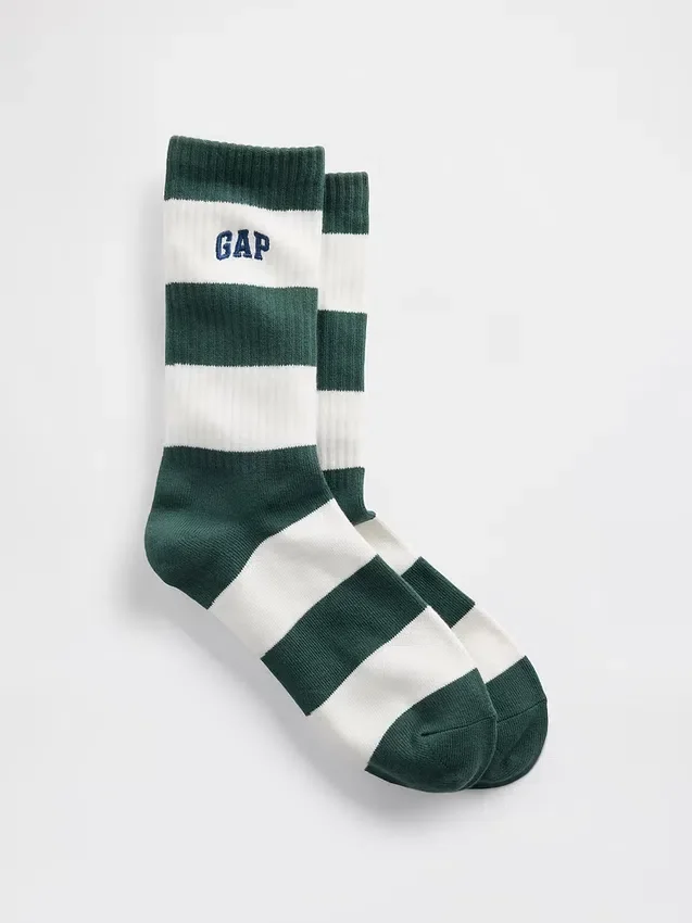 Chaussettes mi-mollet à rayures rugby et logo