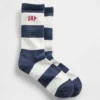 Chaussettes mi-mollet à rayures rugby et logo