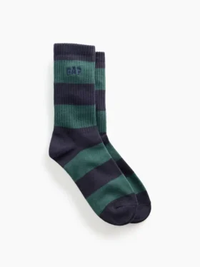 Chaussettes mi-mollet à rayures rugby et logo