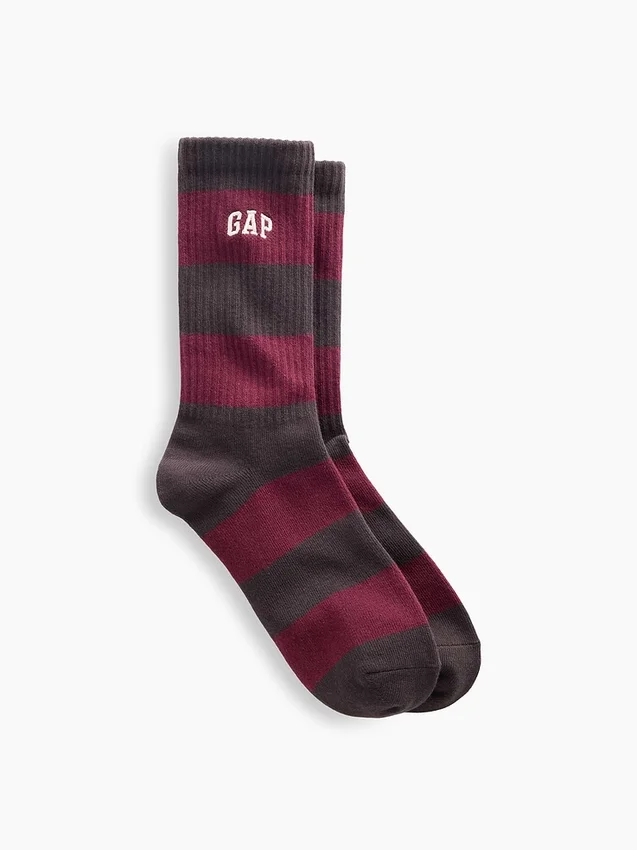 Chaussettes mi-mollet à rayures rugby et logo