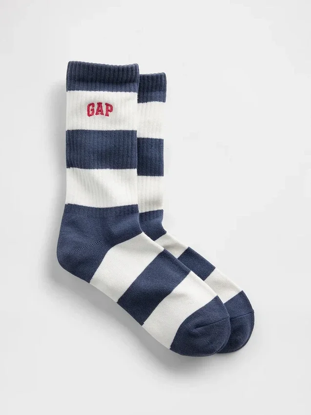 Chaussettes mi-mollet à rayures rugby et logo