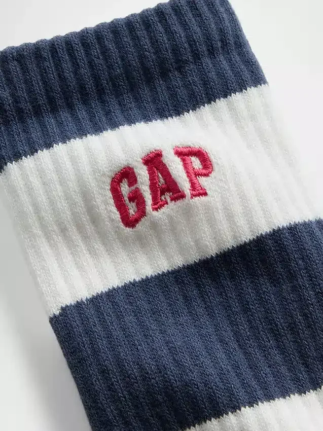 Chaussettes mi-mollet à rayures rugby et logo