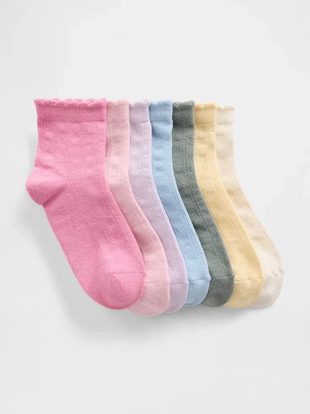 Chaussettes mi-mollet à volants pour enfants (lot de 7)