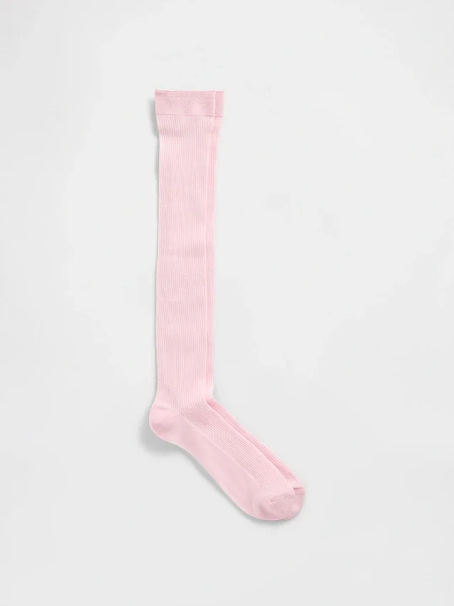 Chaussettes transparentes à côtes montant jusqu'aux genoux