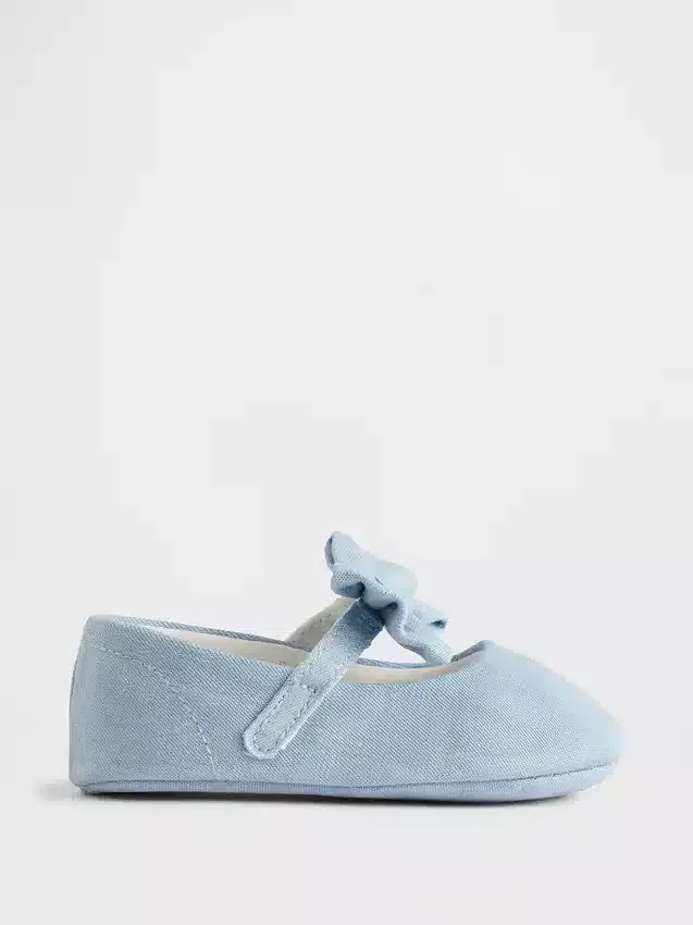 Chaussures Mary Jane en denim pour bébé avec nœud