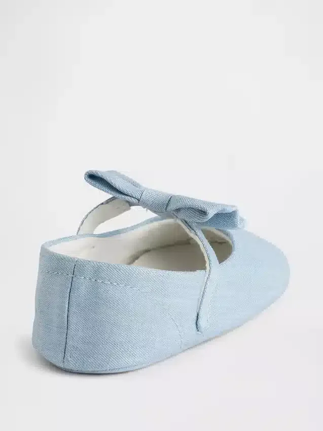 Chaussures Mary Jane en denim pour bébé avec nœud