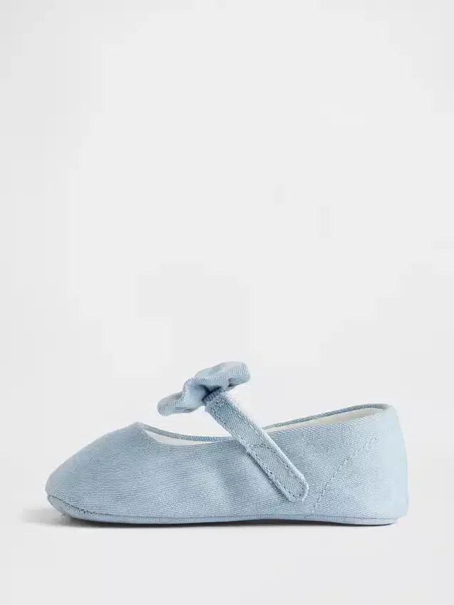 Chaussures Mary Jane en denim pour bébé avec nœud