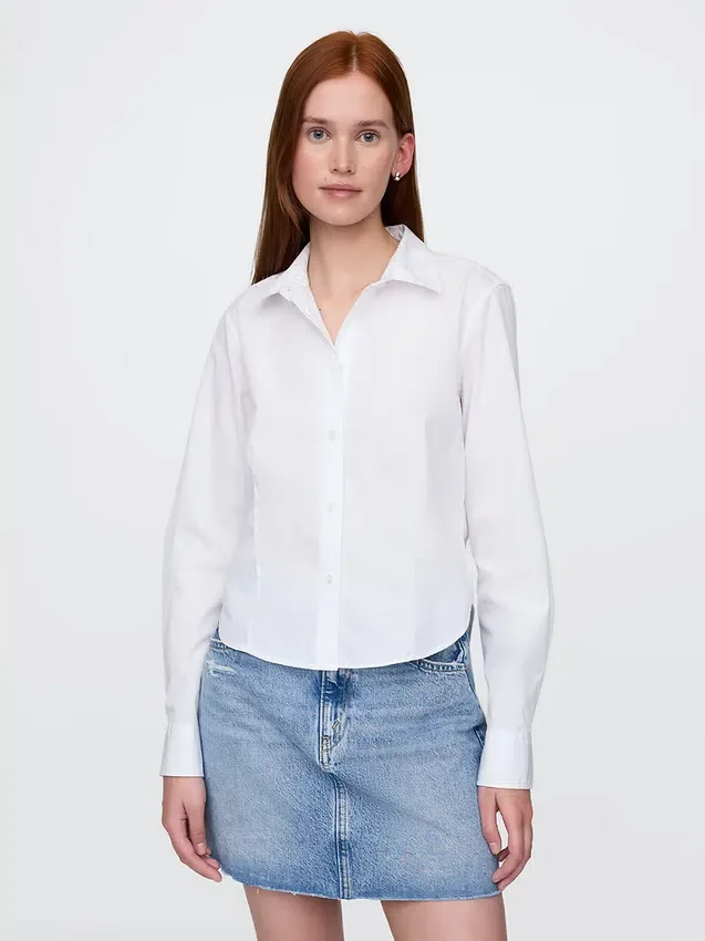 Chemise ajustée courte en coton bio
