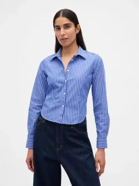 Chemise ajustée courte en coton bio