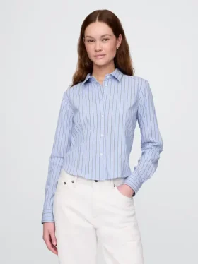 Chemise ajustée courte en coton bio