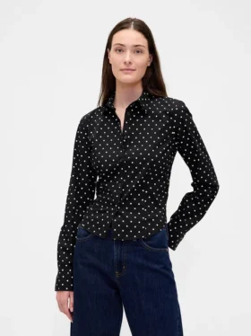 Chemise ajustée courte en coton bio
