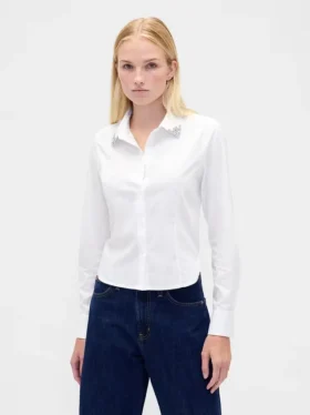 Chemise ajustée courte en coton bio