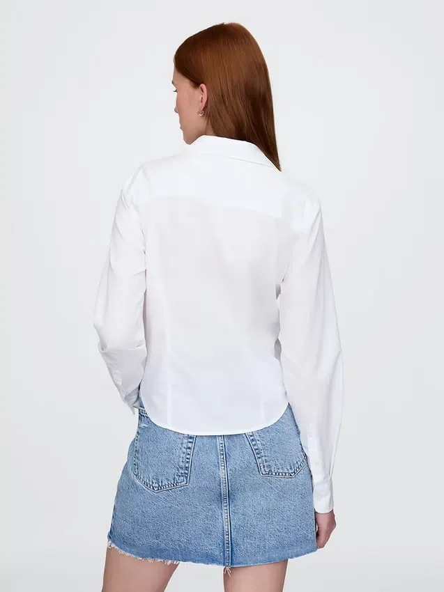 Chemise ajustée courte en coton bio
