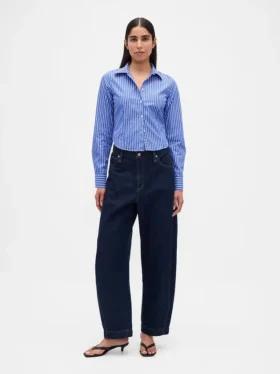 Chemise ajustée courte en coton bio