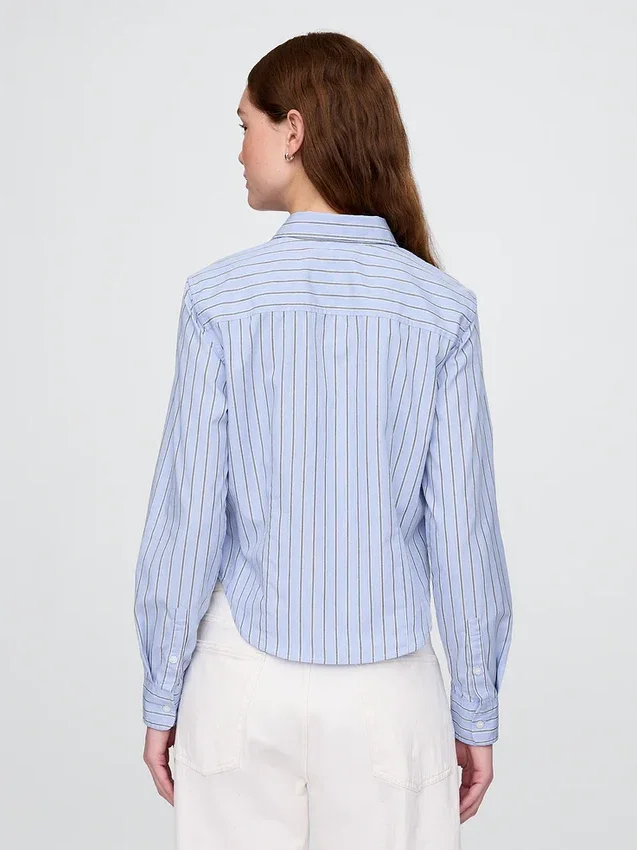 Chemise ajustée courte en coton bio