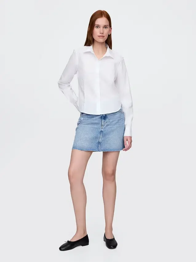 Chemise ajustée courte en coton bio