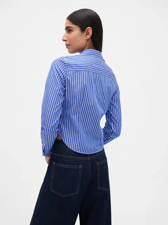 Chemise ajustée courte en coton bio