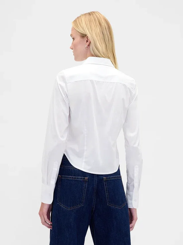 Chemise ajustée courte en coton bio