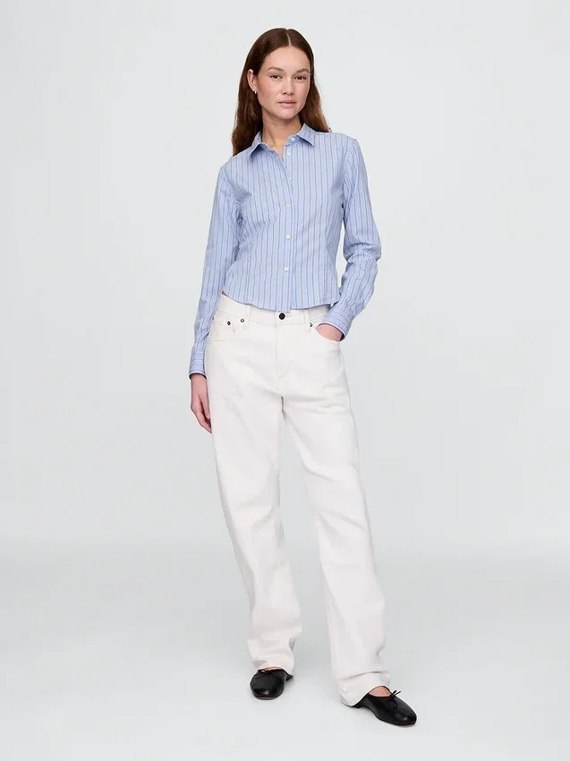 Chemise ajustée courte en coton bio